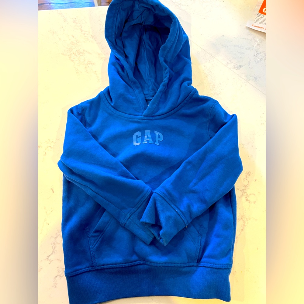 Boys Gap hoodie in Admiral Blue. 3T
